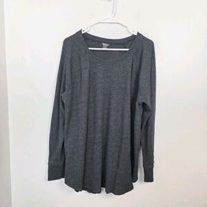 Eddie Bauer Gray Thermal Waffle Knit Base Layer Outdoor Long Sleeve Shirt Sz 2XL